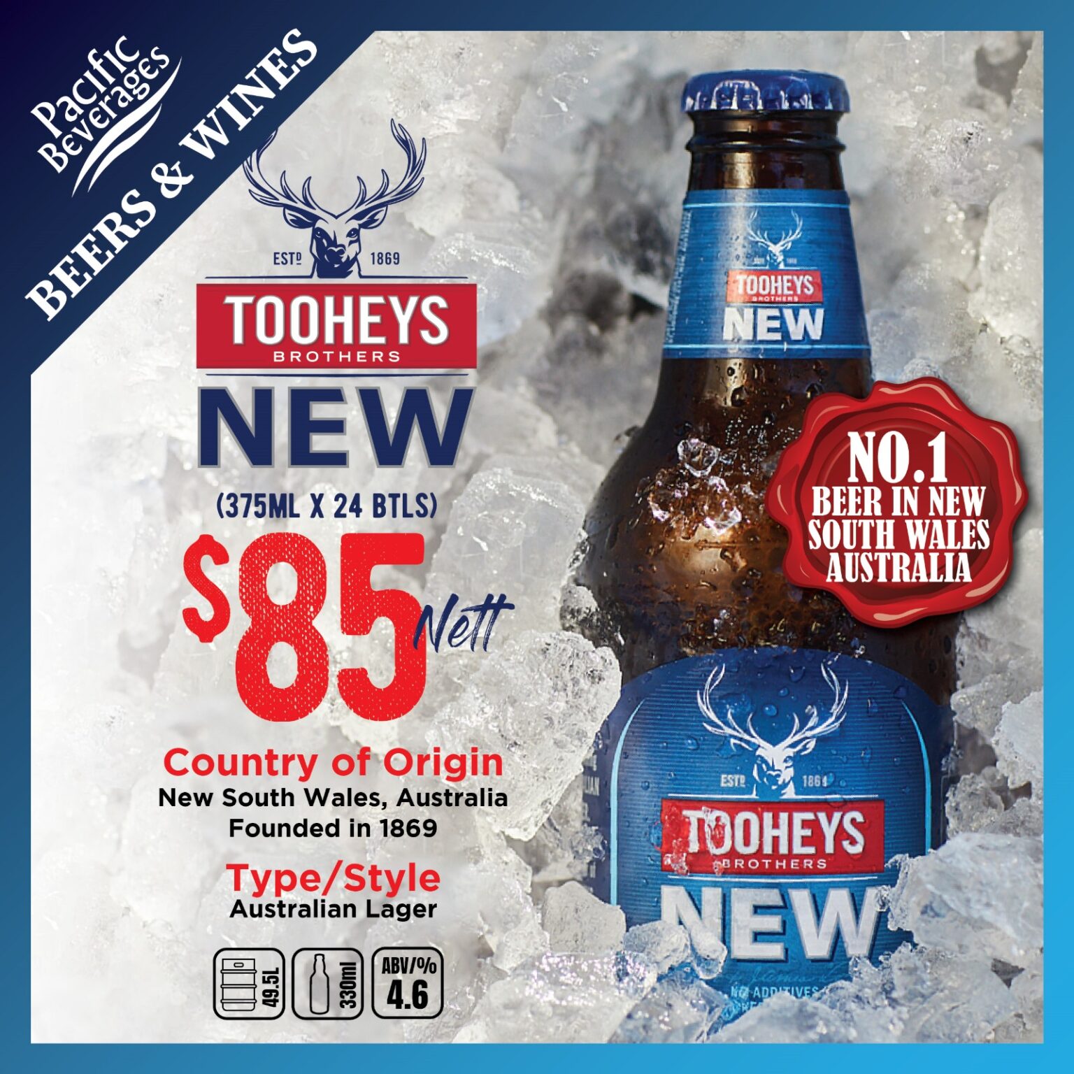 BW14. Tooheys (375ML x 24BTLS) (4.6%) - Pacific Beverages – Premium ...